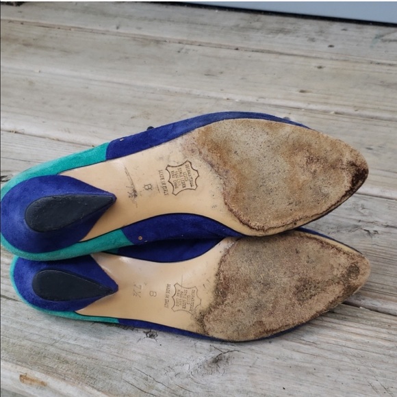 Multicolored Suede Color Block lace Ankle Booties - Picture 7 of 9
